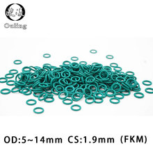 10PCS/lot Rubber Ring Green FKM O rings Seal 1.9mm Thickness OD 5/6/7/8/9/10/11/12/13/14mm ORing Seal Oil Gasket Fuel Washer 2024 - buy cheap