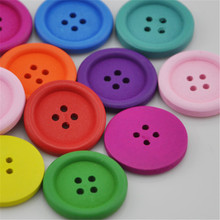 20pçs 25mm botões de madeira redondos coloridos 4 buracos acessórios de artesanato de costura wb155 2024 - compre barato