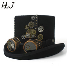 Sombrero Steampunk con tapa negra para hombre y mujer, Punk de 13,5 CM sombrero de fiesta, gafas de ordeñación, gorros de fiesta, 4 tamaños 2024 - compra barato