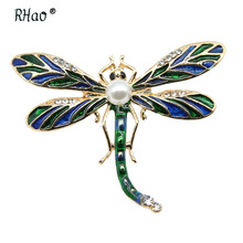 RHao Multi-color Enamel Dragonfly Brooch pins Corsage Flying Insect animal brooch for Women men kids clothes accessories jewelry 2024 - buy cheap