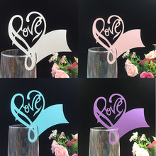 20pcs/lot Love Heart Table Name Place Cup Card Wine Glass Cards Paper Laser Cut Wedding Decoration Baby Shower Party Decorations 2024 - buy cheap