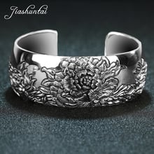 JIASHUNTAI Retro 925 Sterling Silver Bangles For Women Lotus Flower Vintage Silver Fine Jewelry Female 2024 - buy cheap