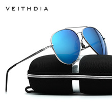 Солнцезащитные очки VEITHDIA, из алюминиево-магниевого сплава с синими поляризационными стеклами, с поворотом на 180 градусов, для мужчин и женщин, модель 3618, 2024 - купить недорого