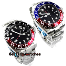 43mm black dial stainless steel case Sapphire glass calendar GMT mechanical automatic watch men 2024 - buy cheap