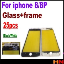 Переднее стекло 2 в 1 для iPhone 8, 8P Plus, черное, белое, высокое качество, Замена Рамки 2024 - купить недорого