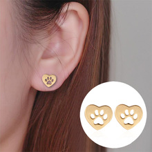 Daisies New Arrival Heart Shaped Dog Bear Paw Print Earrings Women Stud Earrings Pendientes boucle d'oreille 2024 - buy cheap