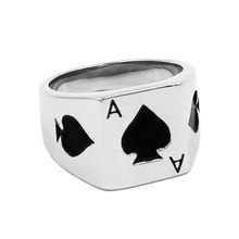 Anillo clásico de acero inoxidable para hombre y mujer, sortija de motorista con Motor de corazón, el Ace of Spades, venta al por mayor, SWR0735 2024 - compra barato