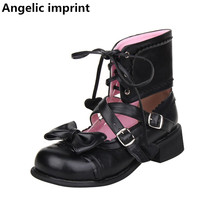 Angelic imprint woman mori girl lolita cosplay shoes lady low heels pumps women princess student dress party shoes lace up 2.5cm 2024 - buy cheap