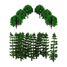 40 pçs de plástico pintado paisagem trem modelo árvores escala 1/100 ho escala diy layout floresta diorama cena acessórios 2024 - compre barato