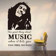 large size 42.1"*22.4" one good thing about music Bob Marley Vinyl Wall Decal removable wall stickers 2024 - buy cheap