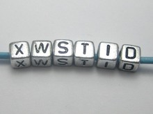 250 Assorted Silver Metallic Acrylic Alphabet Letter Cube  Beads 6X6mm 2024 - buy cheap