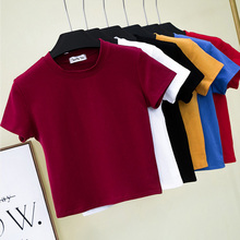 Best Sell O-neck Sexy Crop Top Ladies Short Sleeve T Shirt Tee Shein T-shirt Basic Stretch T-shirts Women Harajuku 2024 - buy cheap