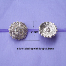 (L0442) free shipping wholesale 20pcs/lot  21mm diameter rhinestone button with loop 2024 - buy cheap