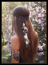 Diadema de pelo Tribal hecha a mano con plumas de piedra, piezas para la cabeza, hermosa diadema Bohemia gitana, brazalete, conjuntos de joyería Hippie 2024 - compra barato