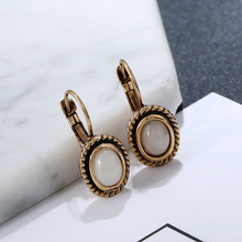 Vintage Antique Gold Color Oval Earring For Women Geometric Resin Hoop Earrings Boho Jewelry Loop Earing 2024 - buy cheap