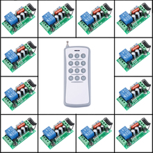 220v 1ch rádio controle remoto sem fio interruptor 12 receptores e 1 transmissor aprendizagem lâmpada led liga desliga ajuste de saída