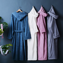 Five-star hotel Winter Thicken pure cotton bathrobes sleepwear robes Unisex long-sleeve absorbent terry bathrobe hooded pijamas 2024 - buy cheap
