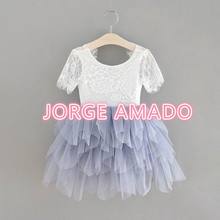 Vestido de verão novo vestido de meninas, cílios, renda fina, top, saia plana, tule, gaze, vestido de princesa, roupas de crianças e15180 2024 - compre barato