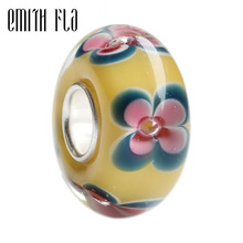 Emith Fla-abalorio de plata de ley 100% con diseño de flores, accesorio para pulsera europea, brazalete, bricolaje, 925 2024 - compra barato