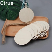 10pcs Wooden tag With Hole Rope Scrapbooking Hobby DIY Craft Photo Props Rustic Wedding table decoration Centerpieces 2024 - buy cheap