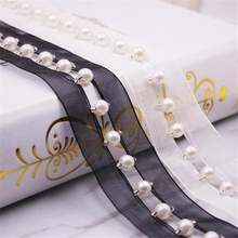 2Yards 3.5CM Width Lace Trims Pearl Beaded Handmade Fabric Webbing Stair Lace Clothing Sleeve Wedding Dress Bag Accessories 2024 - buy cheap