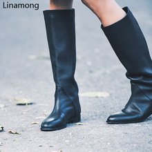 Bota feminina cano alto redondo, calçado feminino ankle boot retrô sem salto 2024 - compre barato