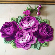 Free shipping high quality hand woven 4 roses art rug/carpet, 3D art mat for bedroom, bedside. 110*70*1.5cm 2024 - buy cheap