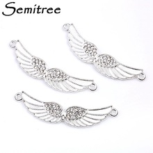 10Pcs/Lot Silver Plated Crystal Angel Wings Connectors for Jewelry Making Necklace Bracelet Findings Accessories DIY Crafts 2024 - buy cheap