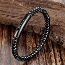 Punk Threaded Button Metal Weaving Bracelet for Men Women Stainless Steel Twining Classic Style Charm Black High Quality 2024 - buy cheap