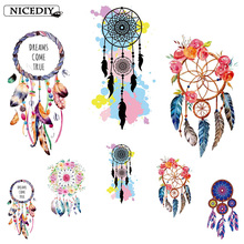 Nicediy Fashion Feather Wind Chimes Patches Heat Transfer Vinyl Sticker Iron On Patches For Clothing Washable Applique Badge DIY 2024 - buy cheap