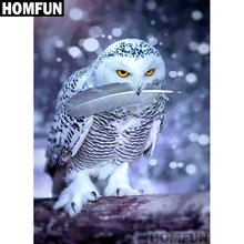 HOMFUN Full Square/Round Drill 5D DIY Diamond Painting "snow owl" Embroidery Cross Stitch 5D Home Decor Gift A01199 2024 - buy cheap