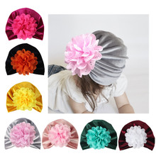New Fashion Velvet Flower Baby Hat Newborn Elastic Baby Turban Hats for Girls 7 Colors Flannel Infant Beanie Cap 1 PC 2024 - buy cheap