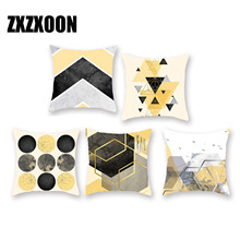 Nordic Style  Polyester Yellow Throw Pillows Case Geometric Cushion Cover Decoration for Sofa Home Car Bedroom 45x45cm 2024 - buy cheap
