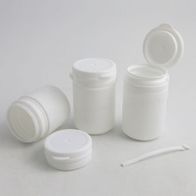 Top Quality 100/lot 50ml 70ml HDPE Solid white pill bottle hard w/tearing cap plastic medical grade hinge Top Medical Bottle 2024 - buy cheap