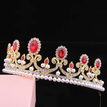 FORSEVEN Luxury Rhinestone Pearl Bride Crowns Tiaras Headband Queen Princess Diadem Wedding Bridal Headdress Hair Ornaments  2024 - buy cheap