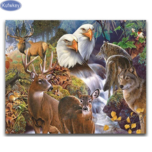 Pintura de diamante 5D DIY "águila, ciervo, Lobo", dibujo de diamantes bordado de animales, mosaico de diamantes redondos cuadrados, juguete para regalo para niños 2024 - compra barato