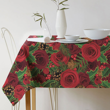 Toalha de mesa decorativa em linho com rosas, toalha de mesa decorativa para o dia dos namorados 2024 - compre barato