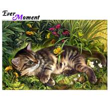 Ever Moment Diamond Painting Full Square Drill Handmade Decoration For Home Cat In Grass Diamond Embroidery 5D DIY ASF1352 2024 - buy cheap
