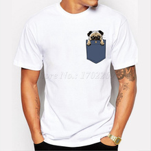 Newest Pugturday Men t-shirt pug in pocket design male funny tops cartoon printed hipster short sleeve casual cool tee MT983 2024 - buy cheap