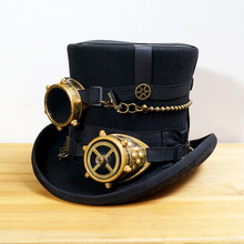 Black Women Men 100% Wool DIY Fedora Hat Steampunk Hat Steam Punk Gear fedoras Hat Millinery Steampunk Goggles DIY Handmade Cap 2024 - buy cheap