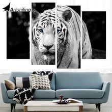 4 paneles de lienzo de arte pintura Tigre rey Animal HD impreso arte de la pared Ptints Poster decoración del hogar imagen para la sala de estar XA116C 2024 - compra barato