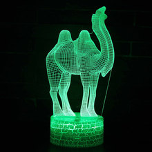 Lámpara 3D de tema Camel, luz LED nocturna, cambio de 7 colores, lámpara de estado de ánimo táctil, regalo de Navidad, envío directo 2024 - compra barato