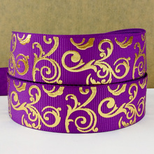 Free shipping 50 yard per size gold foil swirl printed grosgrain ribbon SP-38-Q 2024 - buy cheap