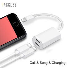 !ACCEZZ 2 in 1 Dual Charging Lighting Adapter For Apple Iphone Audio For iPhone X 7 8 plus Splitter Earphone Aux Cable Converter 2024 - buy cheap