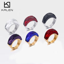 KALEN Stainless Steel Bulgaria Gold Rings For Women Multiple Color Glass Stone Charm Finger Rings Fashion Party Jewelry Rings 2024 - buy cheap