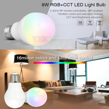 Miboxer FUT014 6W E27 RGB + CCT bombilla led para lámpara teléfono inteligente APP WIFI AC85V-265V led luz blanca cálida lámpara regulable 2024 - compra barato