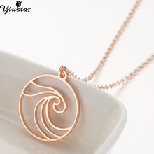 Yiustar Stainless Steel Pendant Sea Wave for Women Beach Surfer Jewelry Ocean Wave Necklace Charm Round Choker Necklaces Collar 2024 - buy cheap