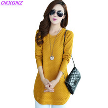 2018 Autumn Winter Sweater Women Round Neck Pullover Knit Sweater Large Size Loose Long Sleeves Women Tops Bottom Shirt Sweater 2024 - buy cheap