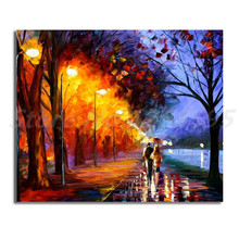Rainy Night Walk Alley By The Lake HD Wall Art Canvas Posters Prints Landscape Painting Wall Pictures For Living Room Home Decor 2024 - buy cheap