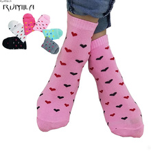 Warm comfortable cotton heart fiber girl women's socks ankle low female invisible  color girl boy hosiery  2pair=4pcs WS49 2024 - buy cheap